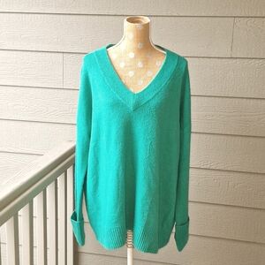 NWT Parakeet Kelly green vneck relaxed fit sweater size XXL